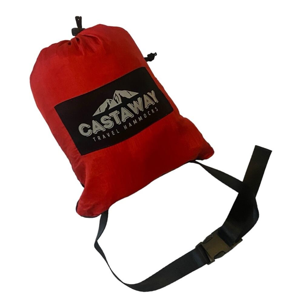 Double Castaway Travel Hammock Red and Black Camping Hiking Outdoors Vacation